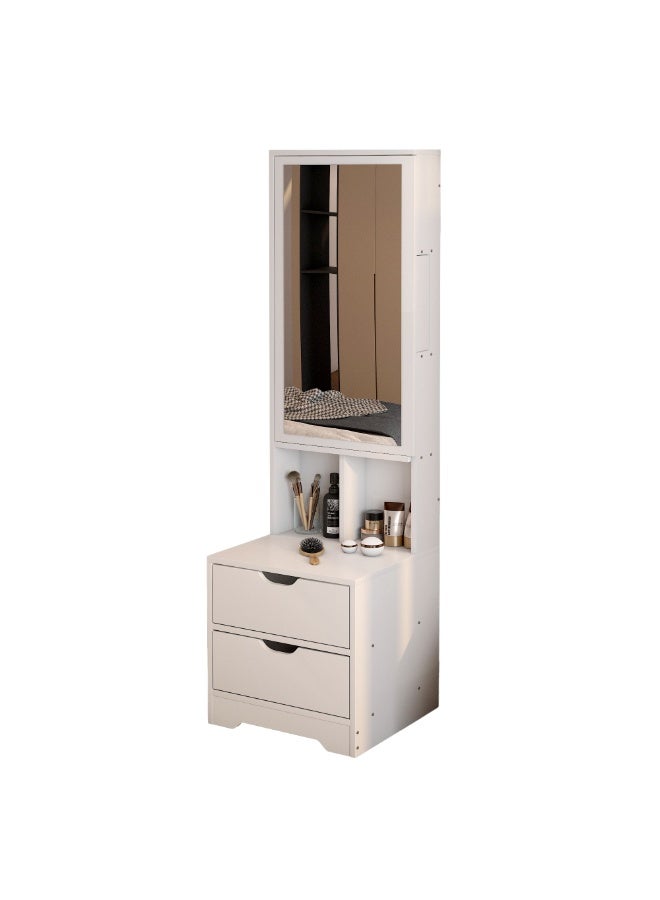 Vanity Desk, Makeup Dressing Cabinet Vanity Bench with Locker and Flip Mirror, Multifunctional Dresser Table with Storage Drawers, for Women and Girls, 40*40*162cm (White) - Image 5